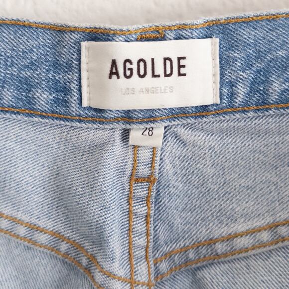 Agolde Riley High Rise Straight Cropped Distressed Organic Cotton Jeans Size 28 - Picture 7 of 11